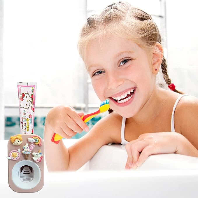 Automatic Kid Toothpaste Dispenser Wall Mounted for Bathroom,Toothpaste Squeezer for Kids & Family Shower by Mr. Thumbs (2pc,Astronaut& Unicorn)