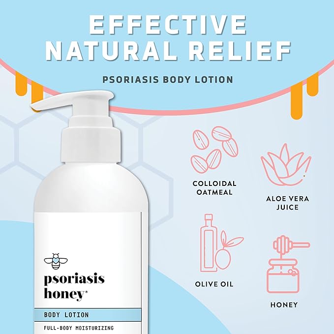 PSORIASIS HONEY Daily Moisturizing Body Lotion - Eczema & Seborrheic Dermatitis Cream for Itchy & Flaking - Moisturizing Psoriasis Treatment for Skin (16oz)