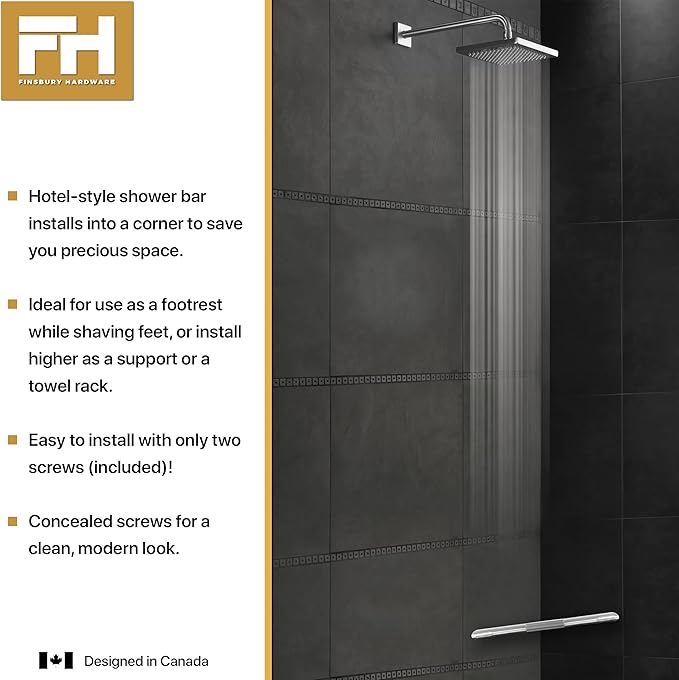 Shower Foot Rest, Corner Shower Bar for Shaving Legs, Wall Mounted Hotel Shower Foot Ledge, Brass Bar Bathroom Foot Step (Satin Nickel)