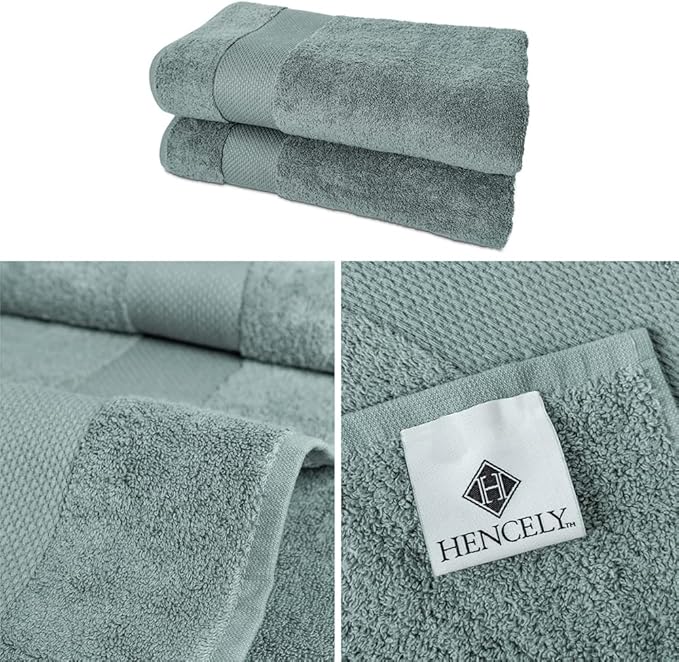 Hencely Bath Sheet Set of 2 - (35x64 Inches) - Luxury Extra Large Oversized Towels, 100% Cotton - Quick Dry, Highly Absorbent, Super Soft - Spa, Hotel, Bathroom - (Bath Sheets 2 Pack, Dark Green)