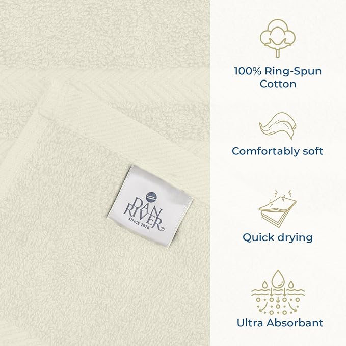DAN RIVER 2 Pack Luxury Bath Sheets 35x70, 600 GSM, Soft & Quick Dry 100% Ring Spun Cotton Towels Ideal for Hotels, Spas, Gyms & Salons Extra Large, Ivory