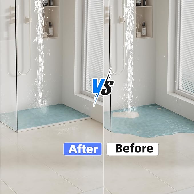 39 Inch Shower Threshold Water Dam Barrier,Silicone Shower Door Bottom Seal for Water Stopper,Flexible Edge Trim for Kitchen Sink Splash Guard,Self Adhesive Water Blocker for Bathtub,Transparent