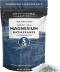 Aromasong Raw Magnesium Flakes for Bath + Dead Sea Salt for Soaking - 5 Lb Resealable Pack Magnesium Chloride Flakes - Organic Bath Salt Relaxing Mineral Soak (Packaging May Vary)