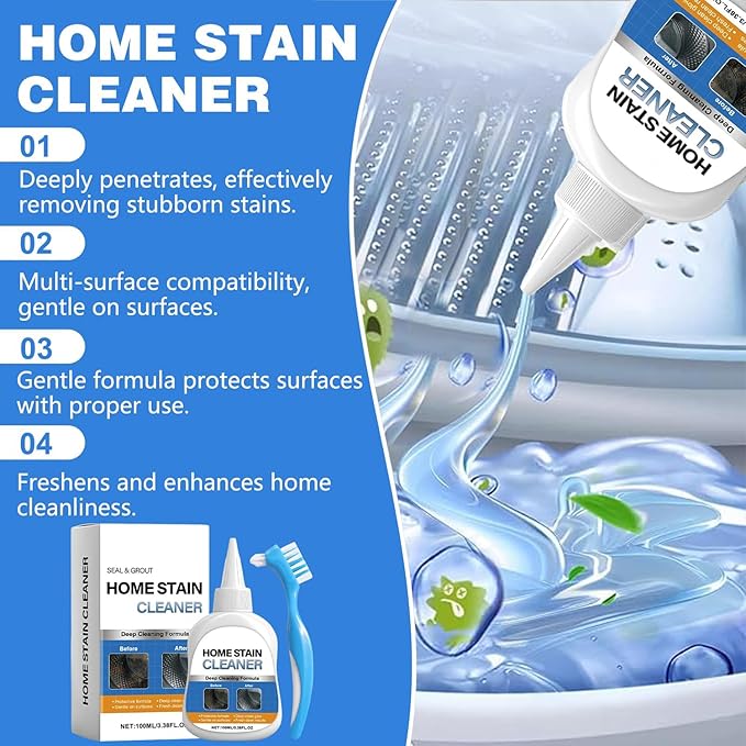 Mold Stain Remover Gel - Powerful Cleaner for Washing Machine Seals, Refrigerator Gaskets, Tile Grout, Kitchen & Bathroom Sinks - Thick, Bleach-Free Cleaning Gel with Applicator Brush,3.38 Fl Oz