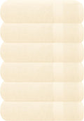 GLAMBURG Ultra Soft 6-Piece Hand Towel Set 16x28-100% Ringspun Cotton - Durable & Highly Absorbent Hand Towels - Ideal for use in Bathroom, Kitchen, Gym, Spa & General Cleaning - Ivory