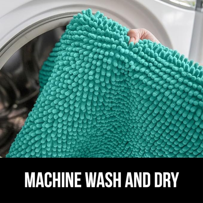 GORILLA GRIP Bath Rug Mat 60x24, Thick Soft Absorbent Chenille, Quick Dry Microfiber Mats, Rubber Backing Machine Washable Shower Floor Rugs, Bathmat Runner, Bathroom Home Decor Accessories, Turquoise