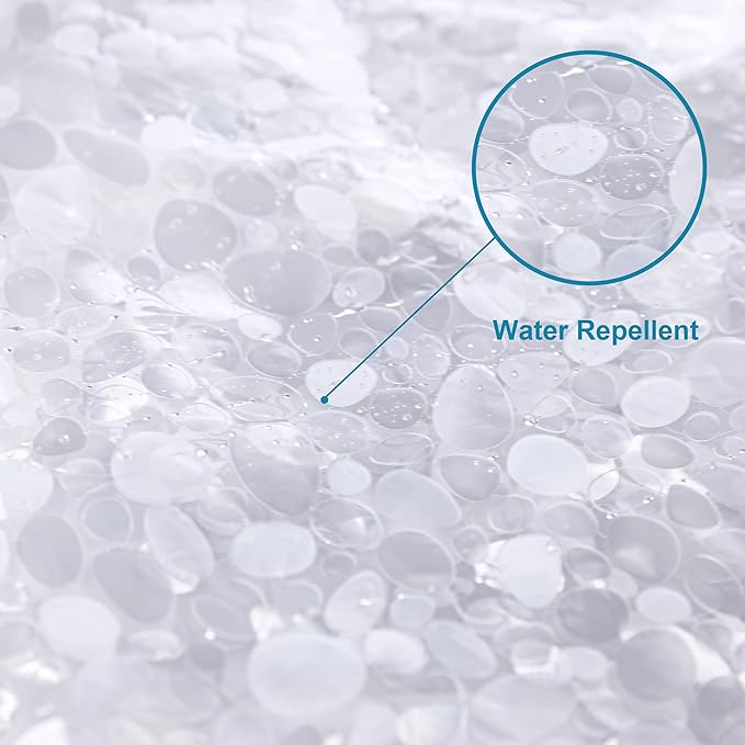 NTBAY EVA Semi-Transparent Clear Shower Curtain with Pebbles, Water-Repellent Liner with 3 Magnets for Bathroom, 72x72 Inches