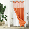 Gibelle Stall Small Shower Curtain 36x74, Waffle Weave Shower Curtain with Snap-in Fabric Liner Set, No Hooks Needed, Hotel Style with Mesh Top Window, Burnt Orange