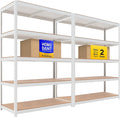 HOMEDANT House 5 Tier Laminated Metal Shelving Unit Adjustable Storage Utility Rack Heavy Duty Shelves Organization Multipurpose Shelf Kitchen Garage Pantry Closet (2, (XL Deep) 48.1" W, White)