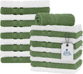 DAN RIVER 100% Cotton Washcloths 20 Pack Premium Quality Face and Body Cloth, Quick Dry Essential Towels for Bathroom, Hand, Kitchen & Cleaning, Baby Rugs | 11X11 in | 400 GSM | Sage Green+White