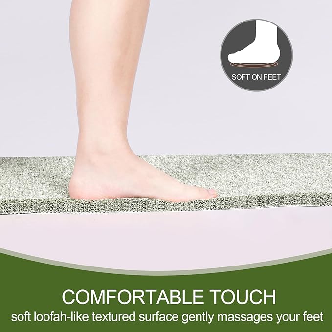 Joyhalo Shower Mats for Showers Anti Slip for Elderly, 32'' x 24'' Non Slip Bath Mat for Inside Shower, Bath Tub Mats for Bathroom Non Slip for Shower, PVC Loofah Bathroom Mats, Mint Green