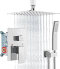 Aolemi Ceiling Mount Shower System Rain Shower Head with Handheld Spray High Pressure Shower Faucet Set Rough-in Valve Shower Trim Kit Included Bathroom Polish Chrome 8 Inch Ceiling Shower Head