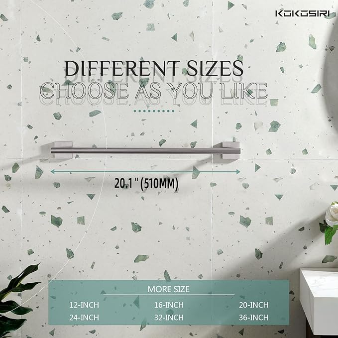 KOKOSIRI Bath Towel Holder Bathroom Accessories Towel Bar for Toilet Kitchen Necklace Holder 20 Inch Brushed Nickel Stainless Steel B4005BR-L20