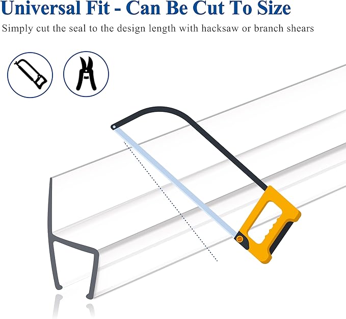 Frameless Shower Door Seal Strip 4 Pack x 39 Inch H for 3/8" Thick Glass Shower Door Side Seal Strip Bottom Seal Door Sweep, Ultra Clear Polycarbonate Stop Showers Leaks Create A Water Barrier