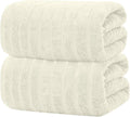 DAN RIVER Pack of 2 Bath Sheet 35x70 Inches, Extra Large Ribbed Quick Dry Bath Towels, Hotel Collection Towels for Adults - Ivory