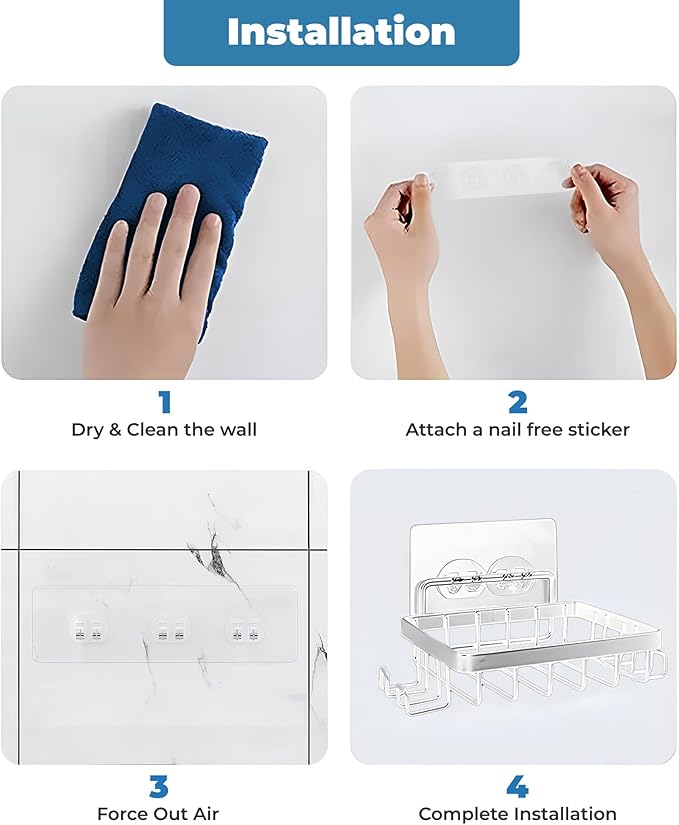Fab Glass and Mirror 5-Pack Shower Caddy, Chrome- Shower Organizer & Shelves for Efficient Storage, Bathroom Caddy for Wall Organizer, Durable Showers Wall Caddy
