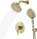 SUMERAIN Brushed Gold Shower System with Filtered Handheld Shower Head, Wall Mounted Shower Faucet Complete Combo with Shower Valve