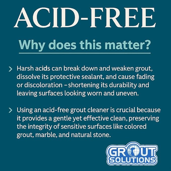 Grout Cleaner: Acid-Free Deep Cleaner & Stain Remover for the Dirtiest Grout. (1-Quart) Includes 8-inch Heavy-Duty Tile Cleaner Brush (32oz Spray with Hand Brush and Cap)