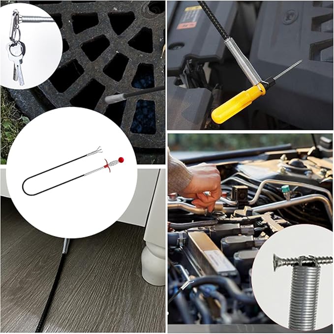 Drain Snake 61 Inch Flexible Claw Grabber Tool with 4 Claws Bendable Hose - Flexible Grabber Claw Pick Up Reacher Tool for Clogged Drains Opener Cleaning