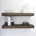 Urbandi Modern Floating Shelves 3 Inches Thick for Wall, Wide Shelves for Kitchen, Living Room, Bedroom, and Bathroom, Natural Pine Wood, Rustic Wooden Shelf, (Set of 2) (Jacobean, 36Lx3Hx8D)
