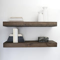 Urbandi Modern Floating Shelves 3 Inches Thick for Wall, Wide Shelves for Kitchen, Living Room, Bedroom, and Bathroom, Natural Pine Wood, Rustic Wooden Shelf, (Set of 2) (Jacobean, 48Lx3Hx8D)