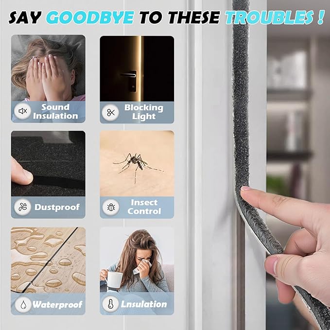 40FT Brush Weather Stripping Door Window Seal - Weather Strip Insulation for Door Frame & Window, Soundproofing Weather Stripping