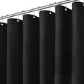 Inhousolu Fabric Shower Curtain Waffle Weave, 230 GSM Heavy Duty, Weighted Hem, 14 Metal Hooks, Water Repellent, Machine Washable, Hotel Spa Luxury Bath Curtain Set, 72 x 96 Inch, Black
