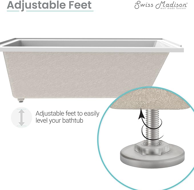 Swiss Madison Voltaire 60" x 30" Reversible Drain Drop-In Bathtub
