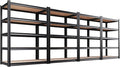AOAORRG Set of 4 Storage Shelves, 45.6" W Garage Shelving, Heavy Duty Metal Shelving, Home Storage Shelf, Adjustable 5-Tier Shelving Unit, for Basement Warehouse, 45.6" Wx17.7 Dx71.2 H, Black