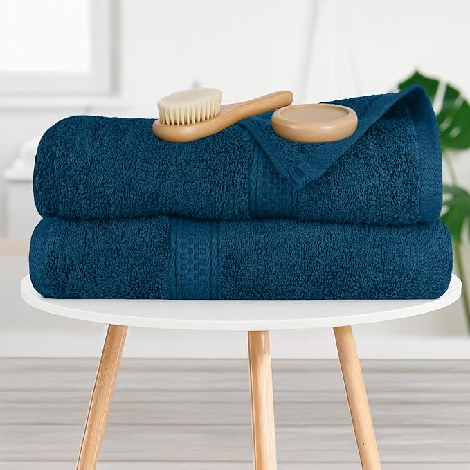 RIVERSIDE 100% Ring Spun Cotton Large Bath Towels Set of 4, 27 x 54 – Quick Dry, Soft & Highly Absorbent Towels for Shower & Bathroom – Luxury 600 GSM Towels for Home, Spa, Gym, Hotel, Blue Opal