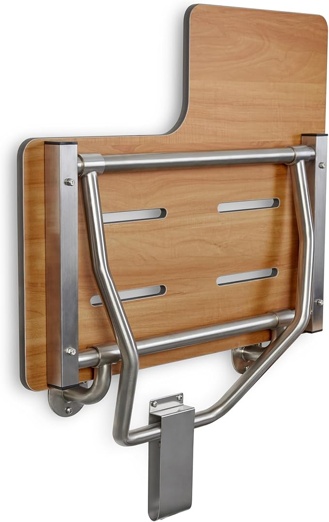 Seachrome 32" x 22.5” Teak Reversible Folding Transfer Tub/Shower Seat, ADA Compliant