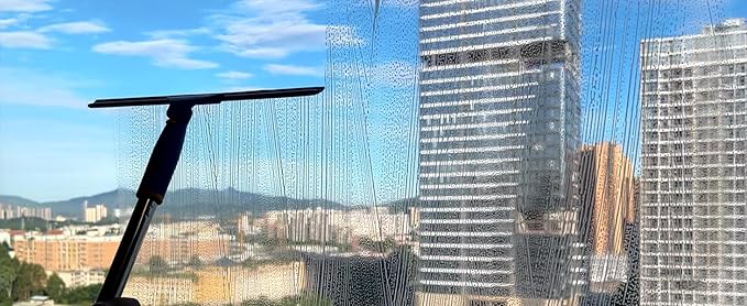 ITTAHO Shower Squeegee for Glass Doors, All-Purpose Extendable Window Squeegee with 2 Blades and Stainless Steel Pole, Window Cleaner Tool for Shower Doors, Windows, Bathroom and Car Windshields