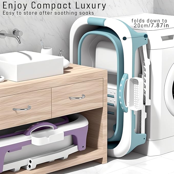 Portable Bathtub Foldable Bathtub for Adults, 39 Inch Small Tub with Ergonomic Seat & Massage Roller, Ice Bath Tub for Shower, Sitz Bath, Ice Baths Freestanding Bathtubs for Bathroom Grey