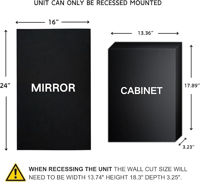 TEHOME Gold Metal Framed Recessed Bathroom Medicine Cabinet with Mirror Rectangle Tilting Beveled Vanity Mirrors for Wall 16 x 24 inches
