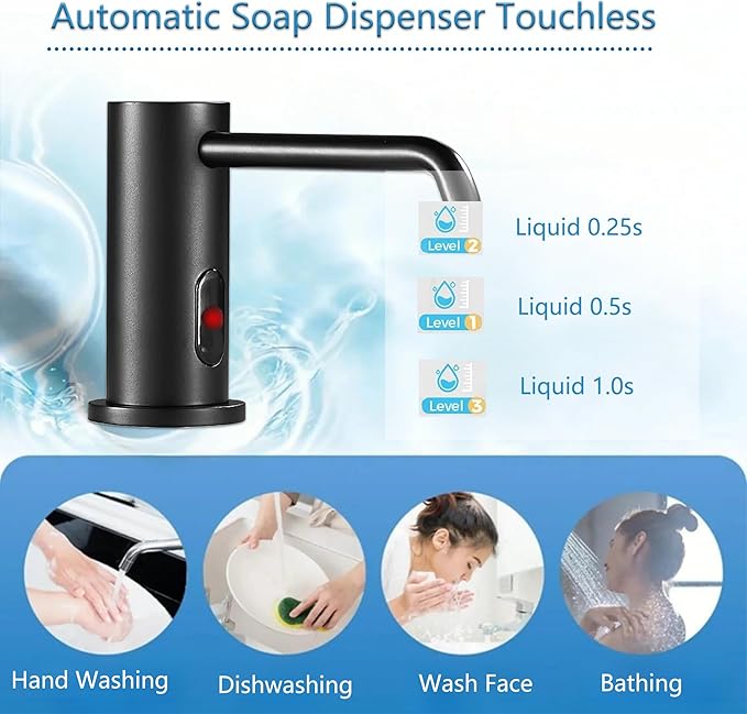 Automatic Soap Dispenser Touchless for Kitchen and Bathroom, Sink Built in Commercial Electric Soap Dispenser,Upgraded Infrared Sensors Brass Material, with Bottle and Pump 33.81oz/1000ml