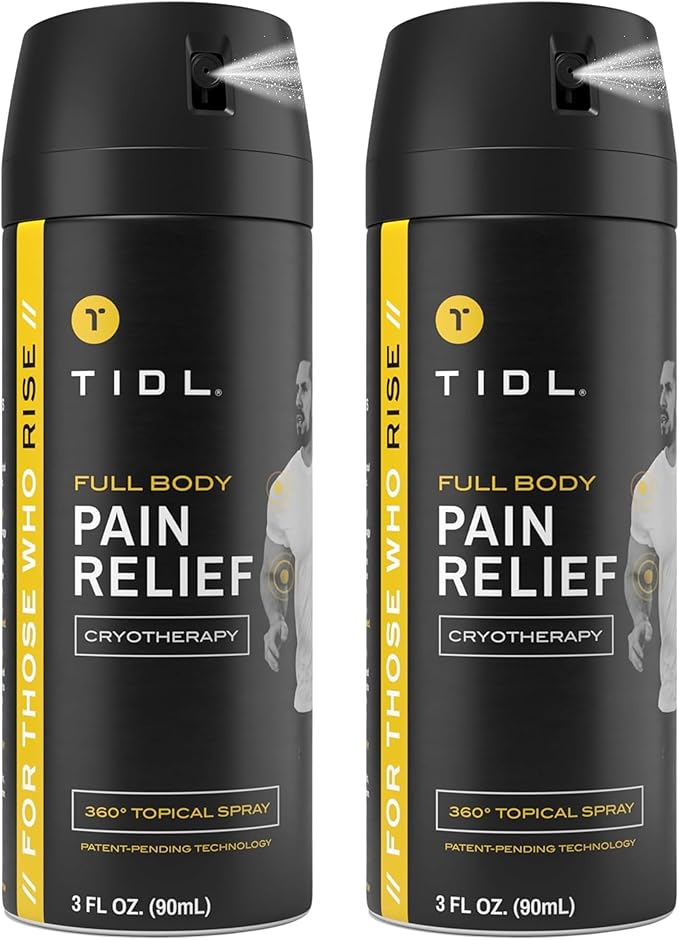 TIDL Cryotherapy Pain Relief Spray, 3 Oz (Pack of 2) Targeted Neck Pain, Joint & Muscle Pain Relief with Organic, Plant-Based Menthol, Instant Cooling for Arthritis, Back & Knee Pain