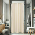 AooHome 36 x 72 Inch Stall Half Size Shower Curtain, Fabric Solid Color Bathroom Curtain for Hotel, Weighted Hem, Waterproof, Beige