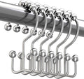 Titanker Shower Curtain Hooks Rings, Rust-Resistant Metal Double Glide Shower Hooks for Bathroom Shower Rods Curtains, Set of 12 Hooks - Chrome