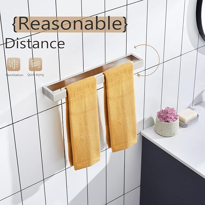 KOKOSIRI Towel Bar Brushed Nickel Bath Towel Hanger Holder 16-Inch Kitchen Rack Stainless Steel for Bathroom Hardware Wall Mount, 1 Pack B4008BR-L16