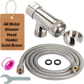 Shower Head Holder All Metal and Extra Long Stainless Steel 6 ft. Hose,Adjustable Shower Arm Bracket for Handheld ,Brass Hand held Showerhead Mount C-Style Brushed Nickel