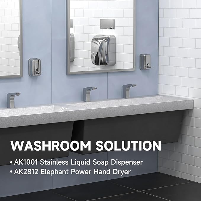 AIKE Polished Stainless Steel Wall Mount Pump Soap Dispenser Polished 17 fl.oz. AK1001