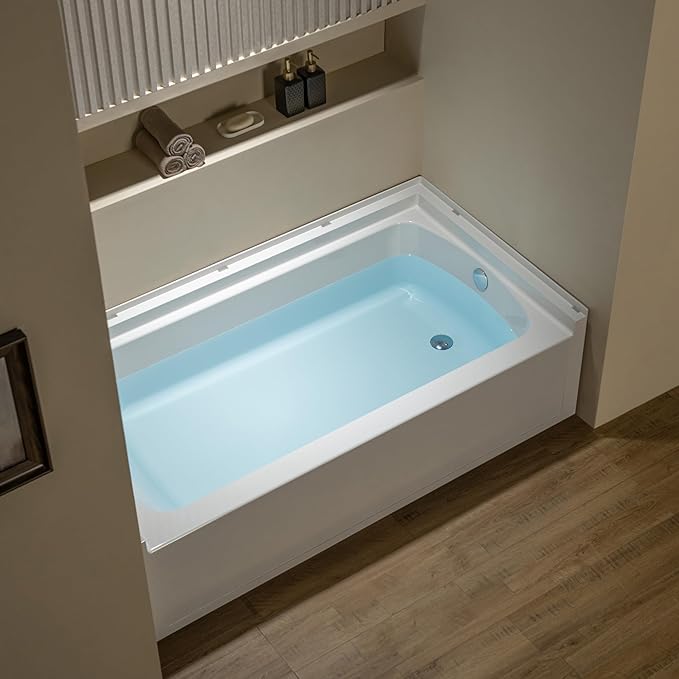 WOODBRIDGE 60” x 32” Alcove Soaking Bathtub in white with Right-Hand Drain Hole