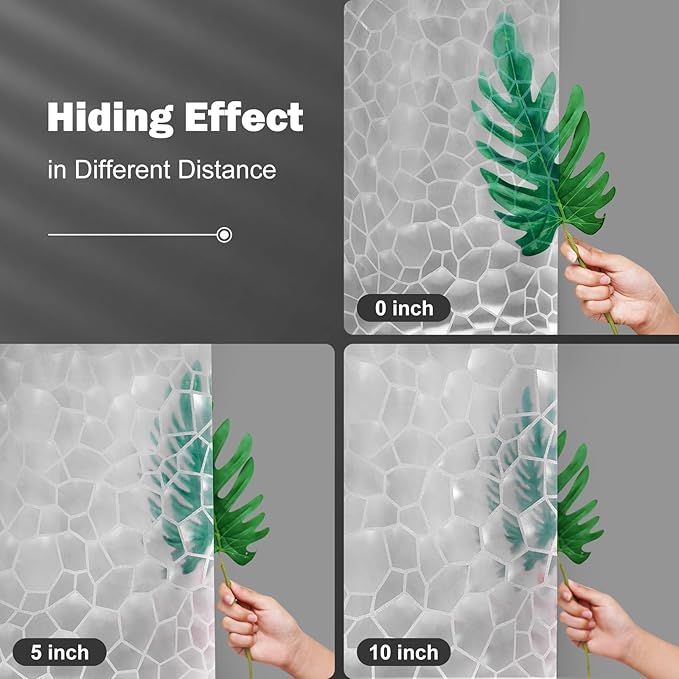UFRIDAY Clear Shower Curtain Liner 72 x 72 inch,EVA 3D Cube Weighted Plastic Bathroom Shower Curtain Liner with 3 Big Magnets, Thick, Heavy Duty, Transparent.