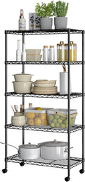 Seville Classics Solid Steel Wire Shelving Storage Unit Adjustable Shelves Organizer Rack, for Home, Kitchen, Office, Garage, Bedroom, Closet, Black, 5-Tier, 30" W x 14" D (New Model)