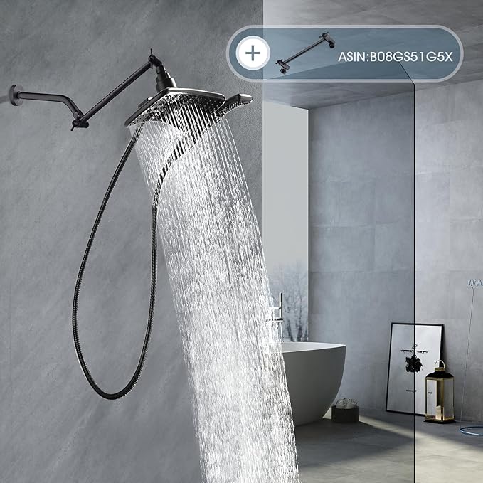 BRIGHT SHOWERS Shower Arm with Flange 10 Inches Solid Brass Shower Head Extension Arm, Wall Mounted Shower Pipe Arm for Rainfall Shower Head and Handheld Showerhead, Oil-Rubbed Bronze