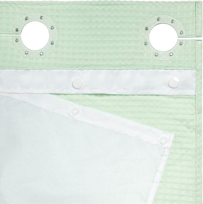 River Dream Hotel Grade No Hooks Needed Shower Curtain with Snap in Liner,Water Repellent, Machine Washable (Green Light, 71"x74"(W/Liner))