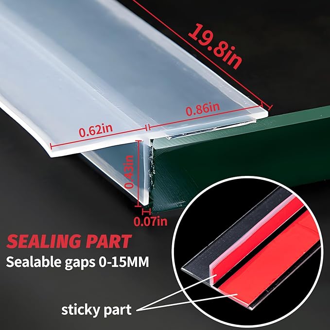19.7Ft T-Shaped Clear Weather Stripping Door Seal, Door Draft Stopper Silicone Seal Strip, Weather Stripping for Shower Glass Gaps