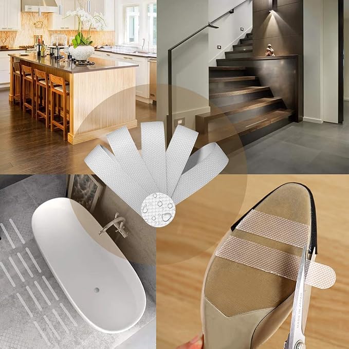 Kyerivs Non Slip Bathtub Stickers Mat for Bathroom,Shower Floor Grips Bath Tub Slip Stickers,Stairs Steps Non Slip Strips for Bathtub-Clear 48pcs