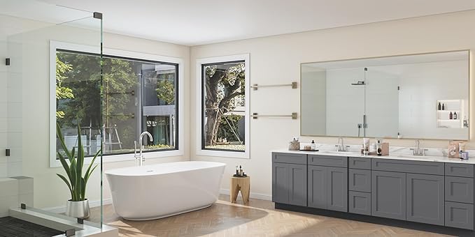 ROOMTEC Bathroom Cabinet, 24'' Free Standing Single Bathroom Vanity with 1 False Drawer and 2 Doors,Morden Bathroom Sink Vanity Storage Cabinet, Shaker Gray