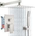 Aolemi Shower Faucet Set Rain Shower System with Handheld Spray Bathroom Shower Combo Rough-in Valve and Shower Trim Kit Included Brushed Nickel 12 Inch Wall Mount Shower Head